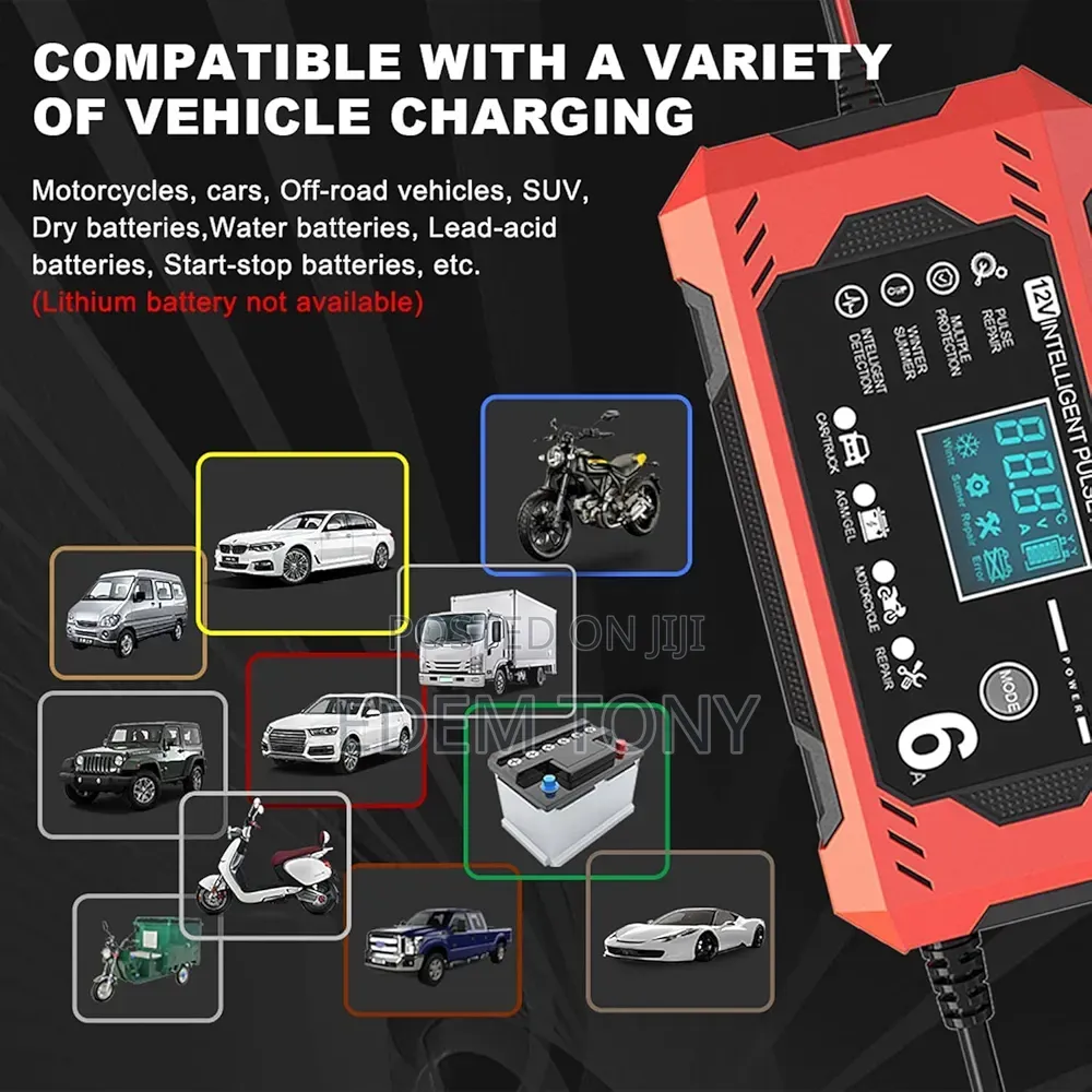 Car Battery Charger Maintainer 6a 12v Smart Battery Charger LCD