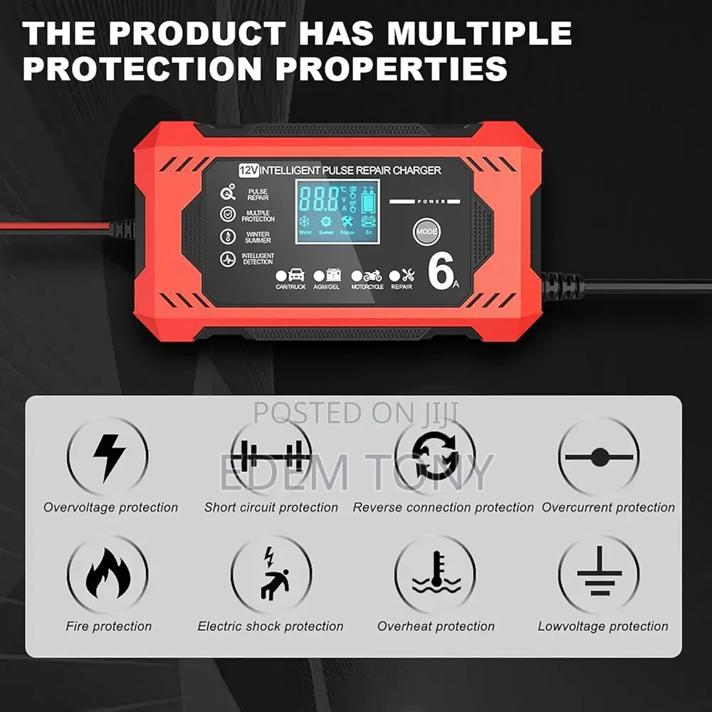 Car Battery Charger Maintainer 6a 12v Smart Battery Charger LCD