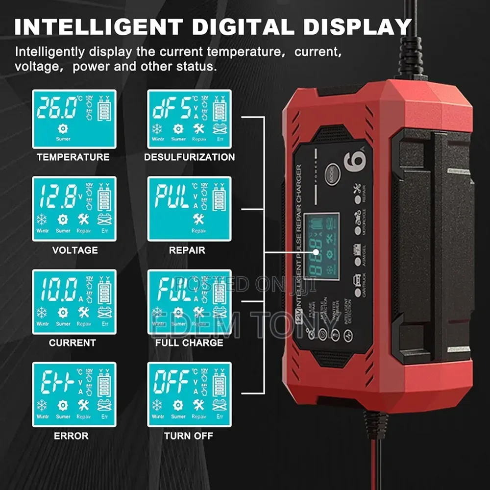 Car Battery Charger Maintainer 6a 12v Smart Battery Charger LCD