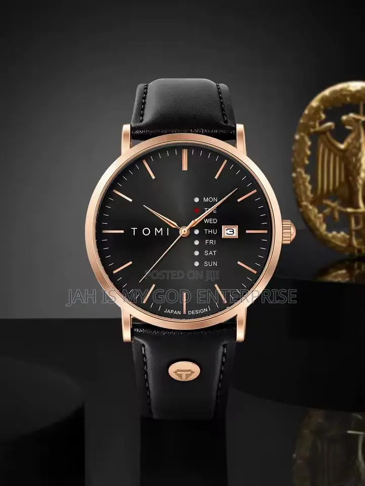 Tomi Luxury Business Men Watch- Rose Gold Black