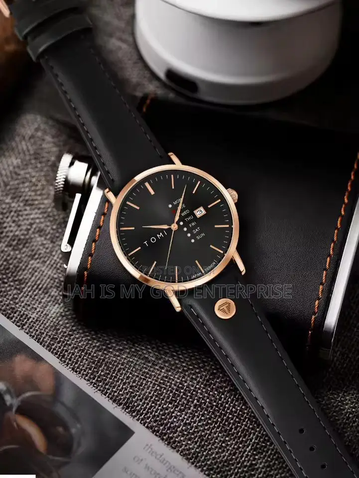 Tomi Luxury Business Men Watch- Rose Gold Black