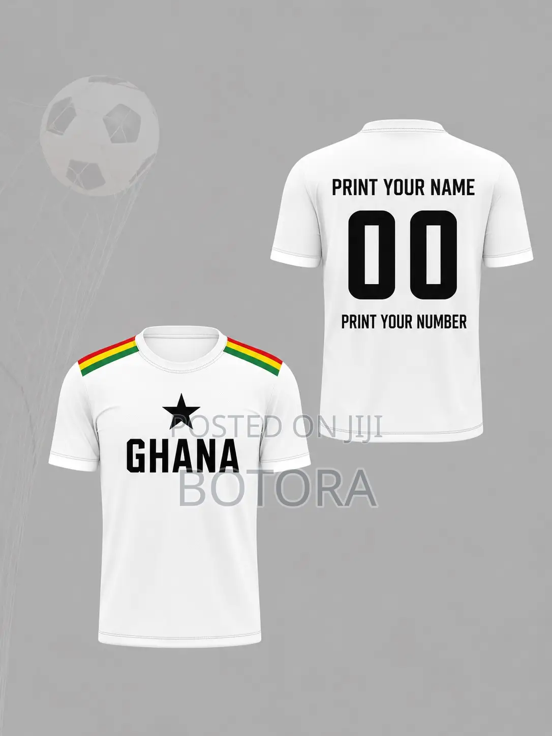 Ghana-Themed Soccer Jersey Short-Sleeve Top With Star and Letter