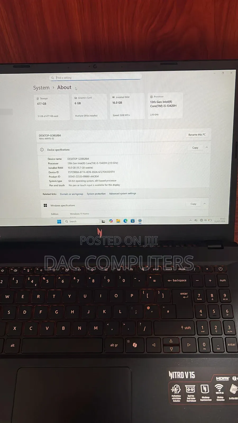 New Laptop Acer Nitro V 15 16GB Intel Core i5 SSD 500GB