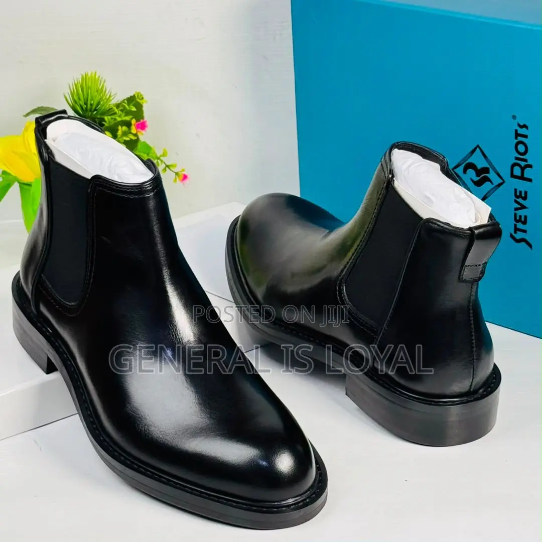Steve Riots Black Men’S Leather Chelsea Boot