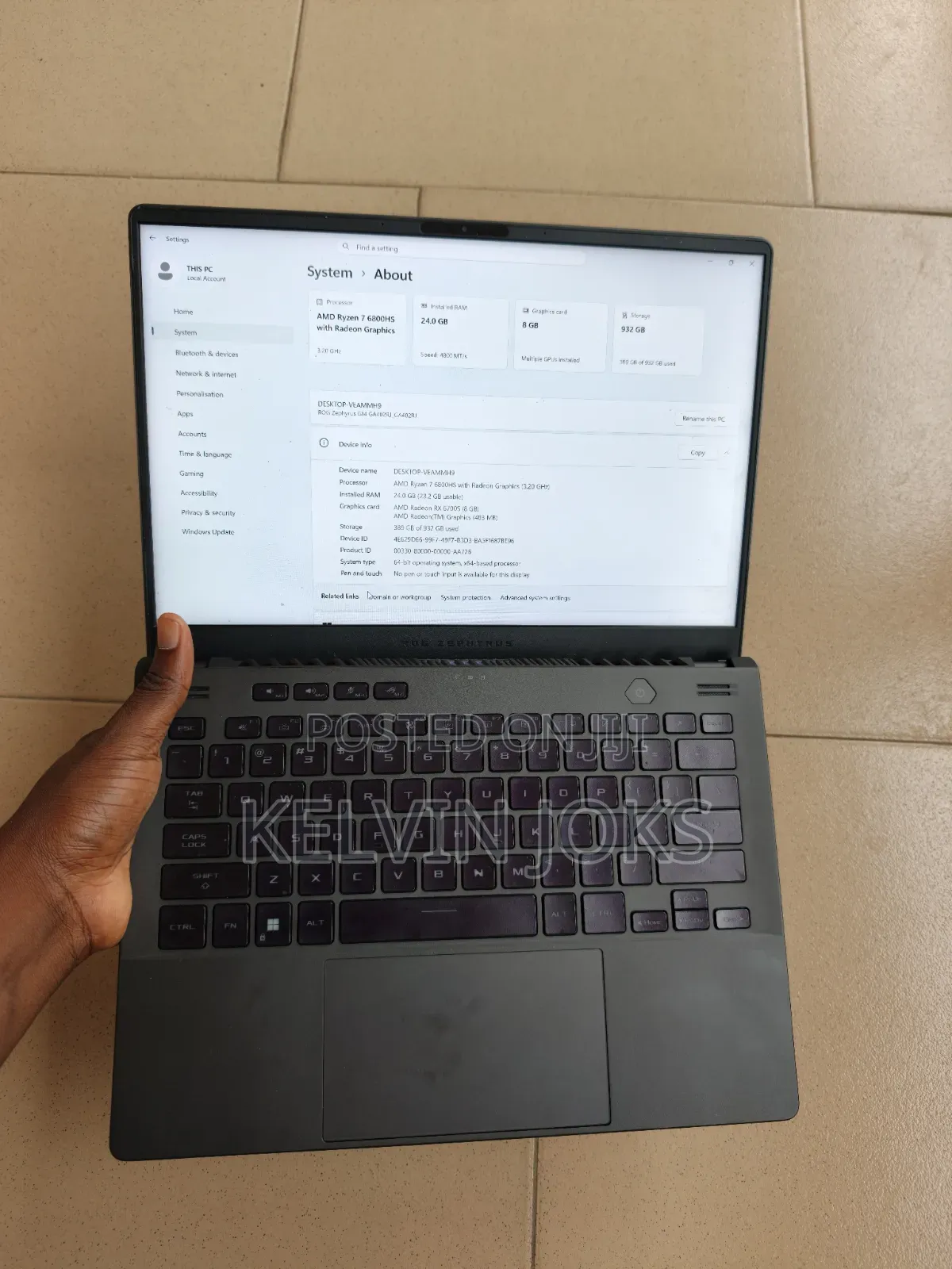 Laptop Asus ROG Zephyrus G14 24GB AMD Ryzen 7 SSD 1T