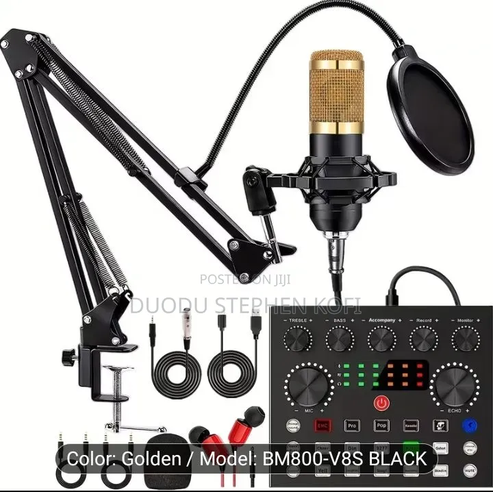 Bm-800 Condenser Microphone Kit With V8s Live Sound Card.