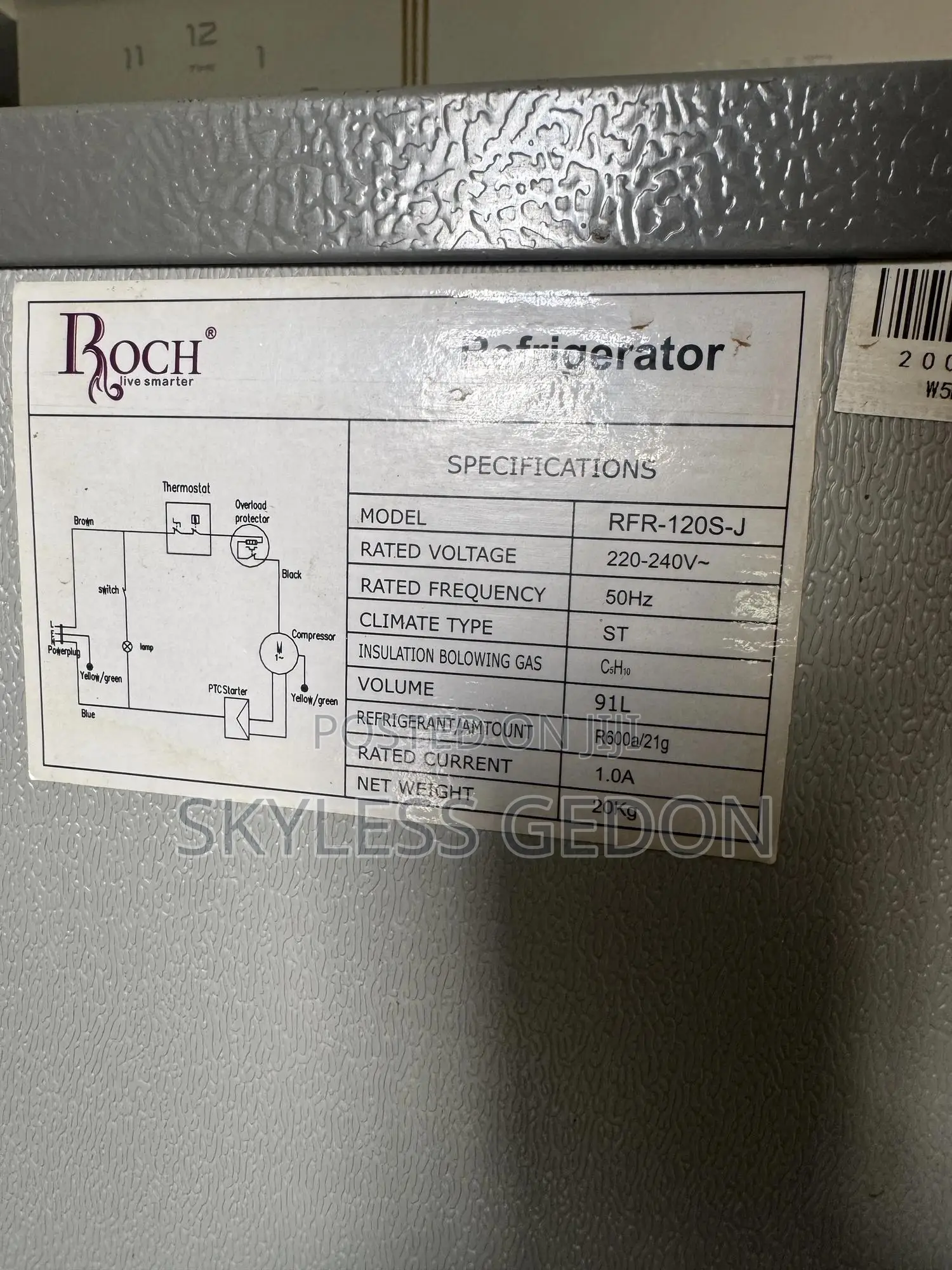 Table Top Roch 91l Fridge