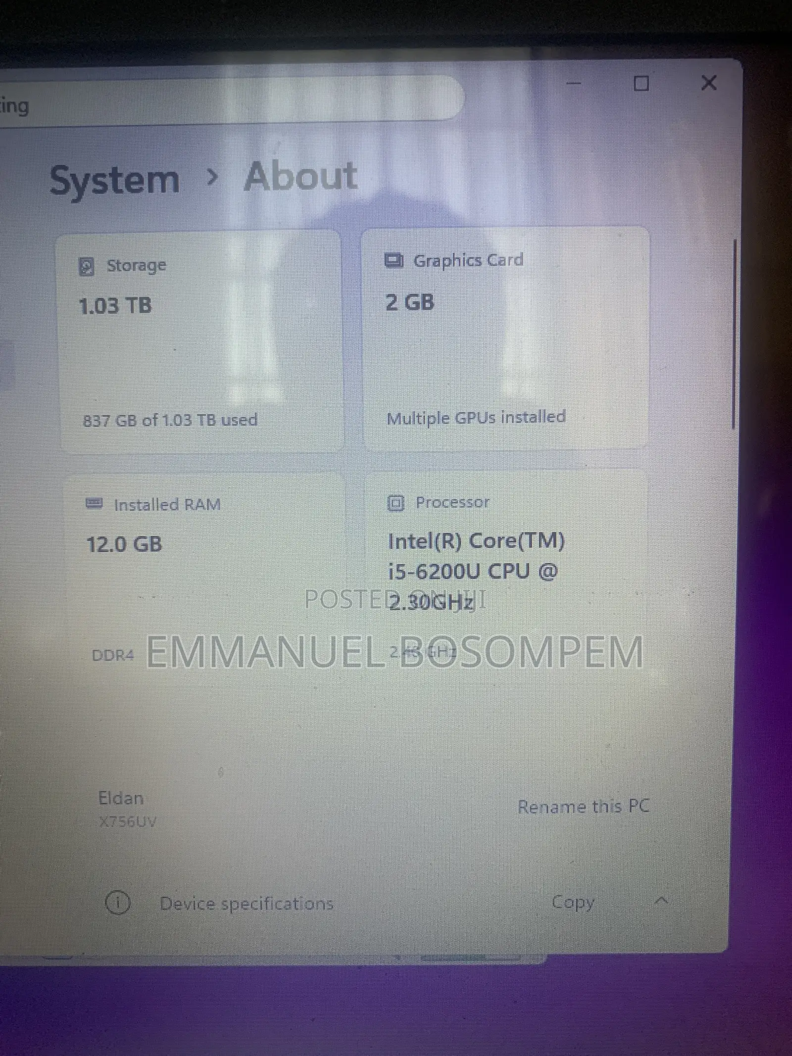 Laptop Asus X750LA 12GB Intel Core i5 HDD+SSD 1T