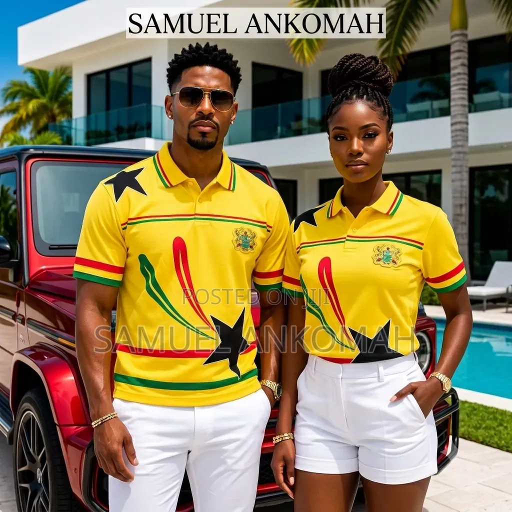 Ghana Heritage White Polo Shirt