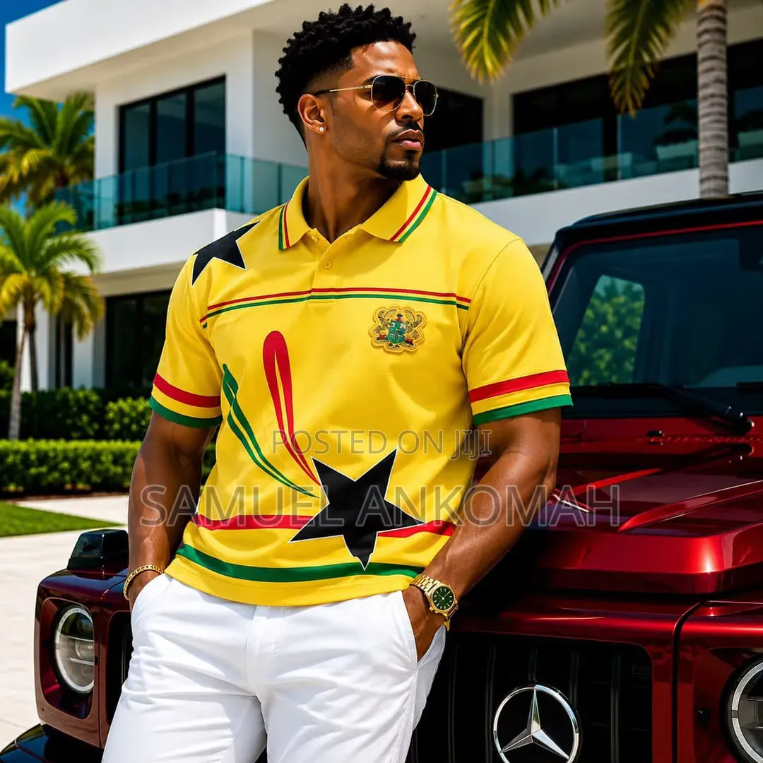 Ghana Heritage White Polo Shirt