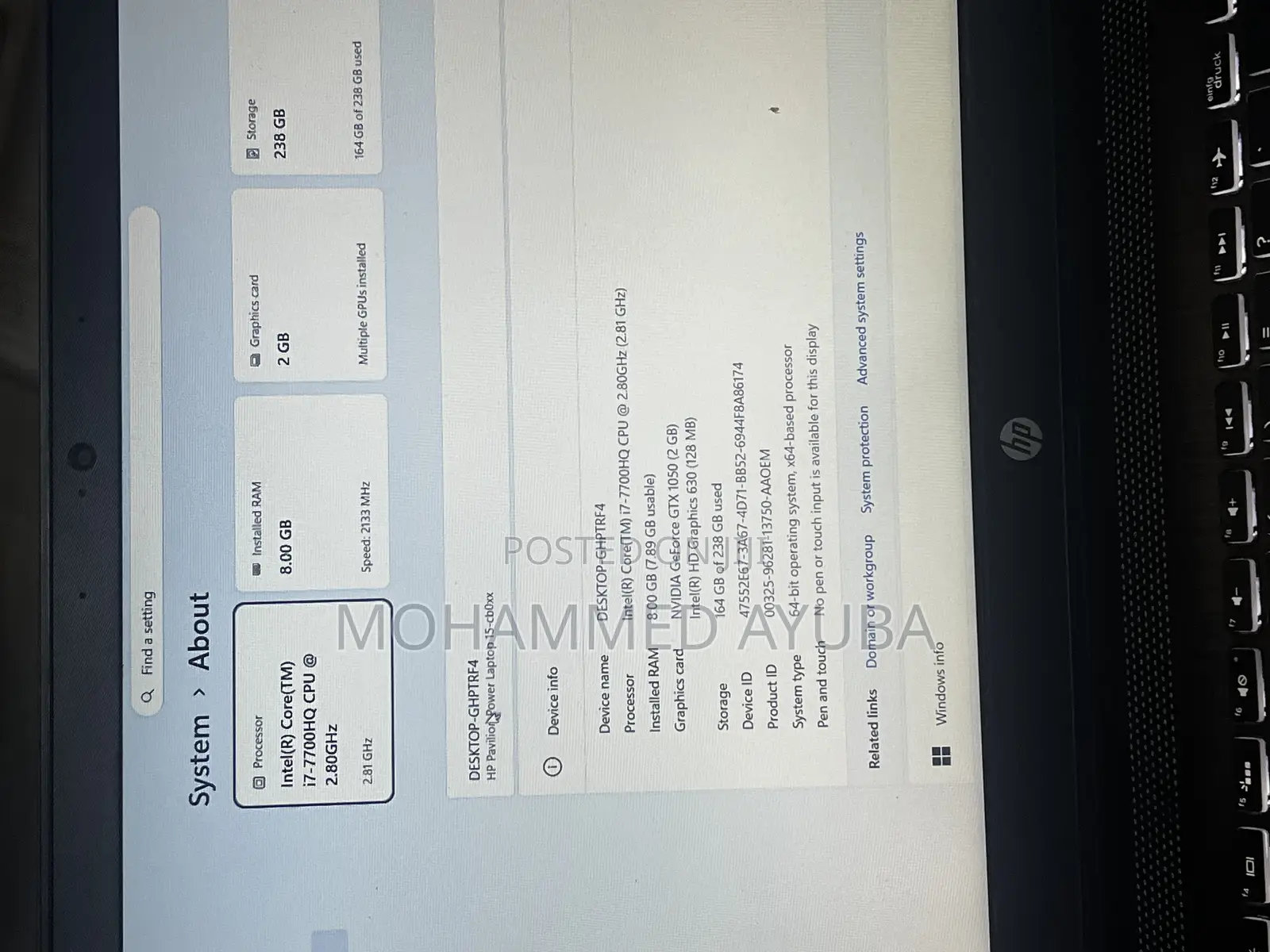 Laptop HP Pavilion Power 15 8GB Intel Core i7 SSD 256GB