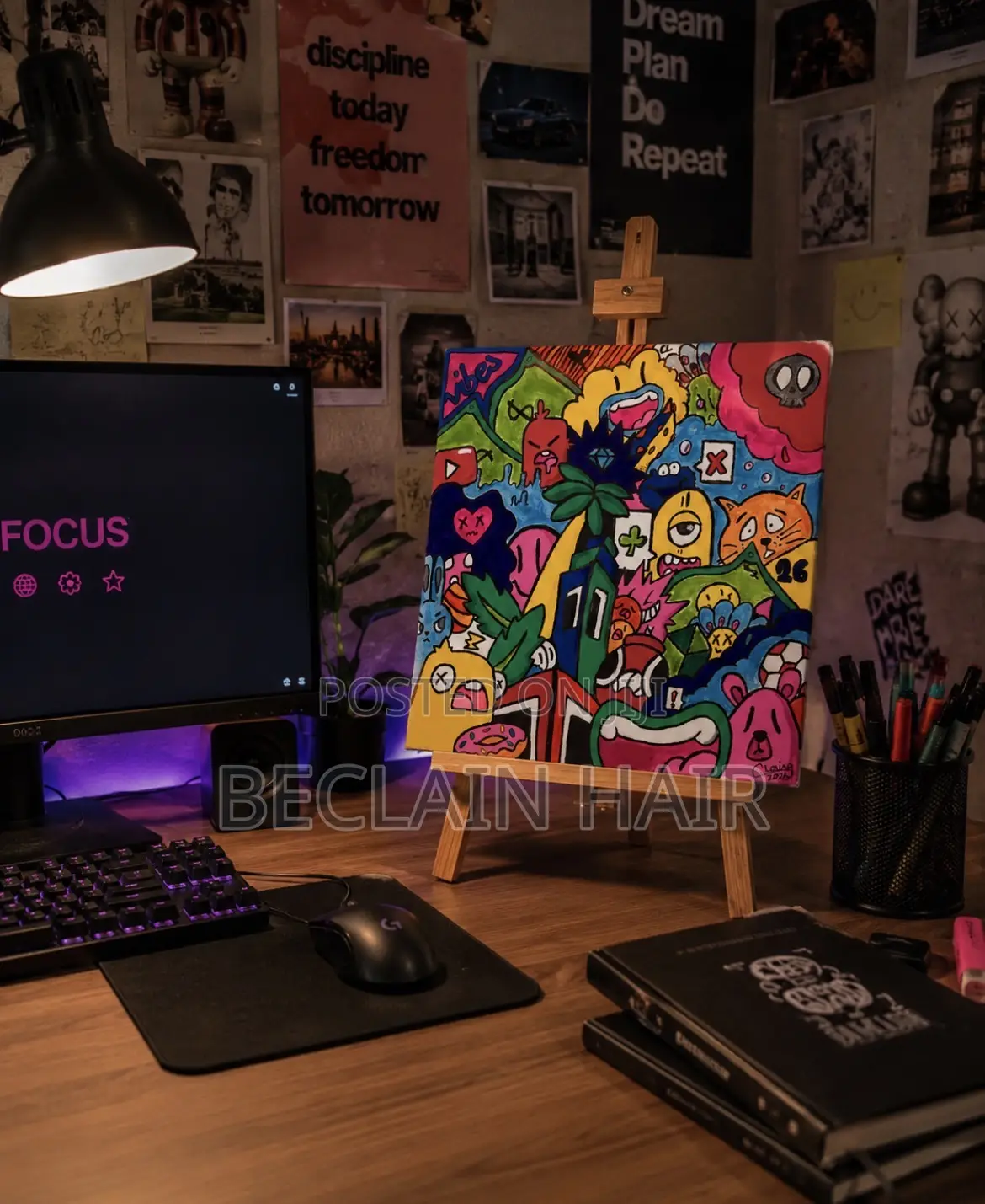Custom 20x20cm Doodle on Canvas