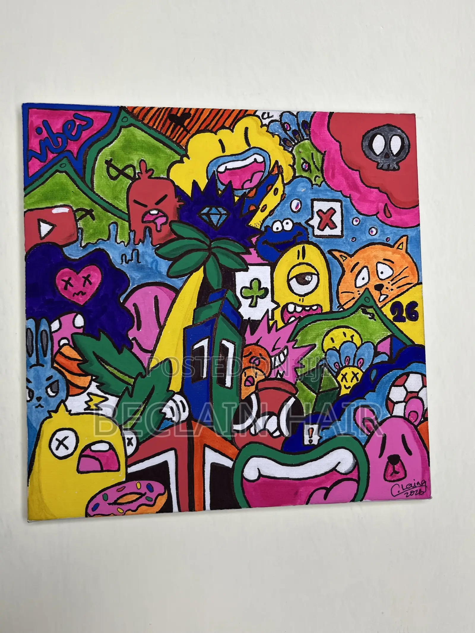 Custom 20x20cm Doodle on Canvas