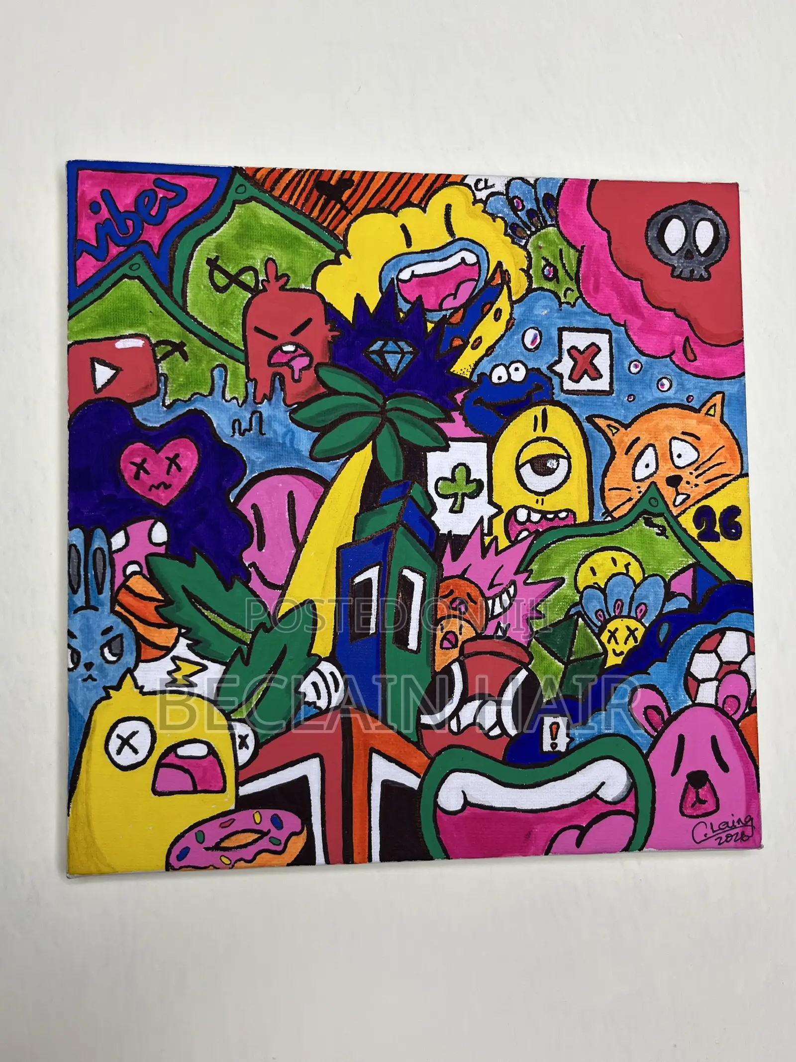 Custom 20x20cm Doodle on Canvas