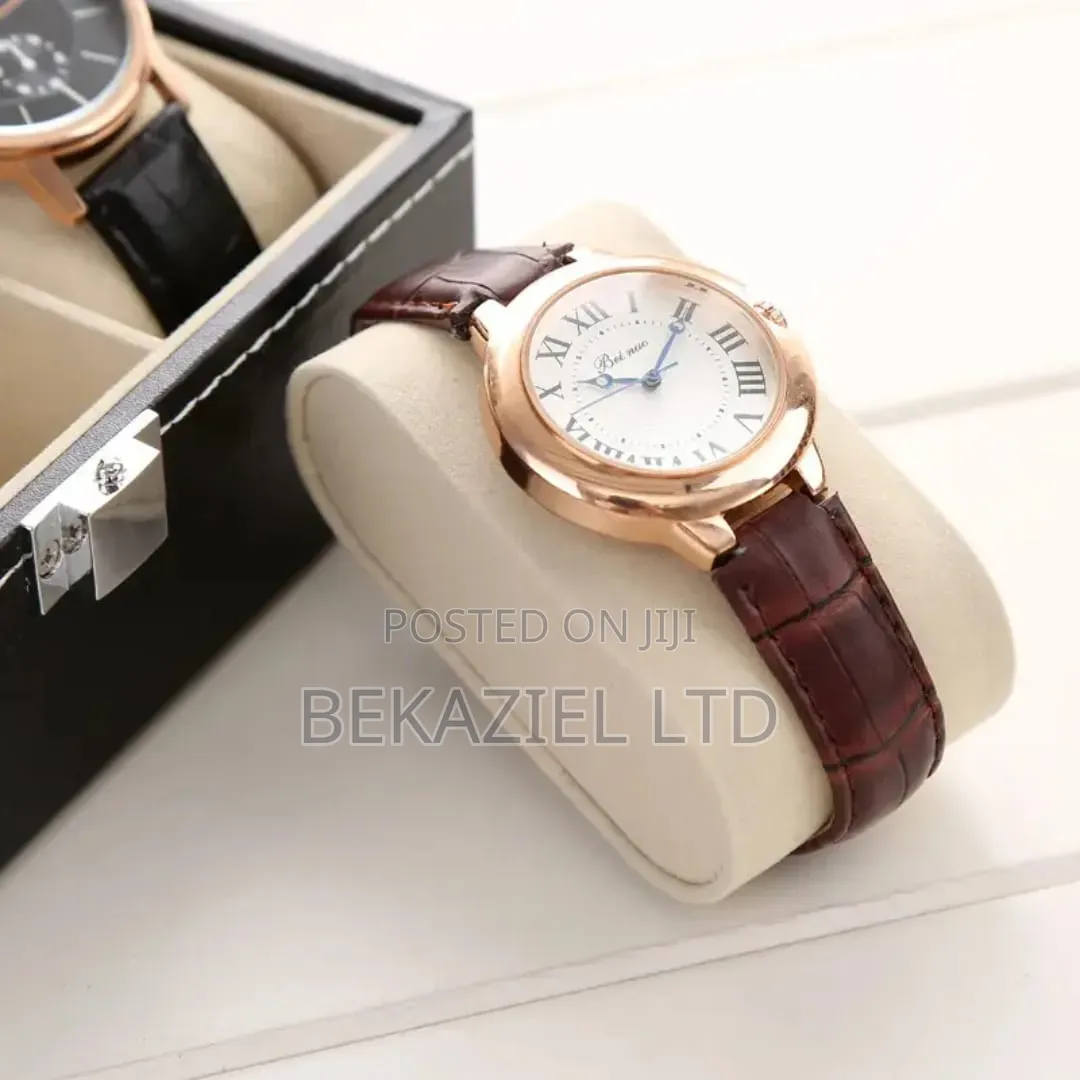 Portable Black 3 Slot Pu Leather Watch Protection Case With Glass Lid