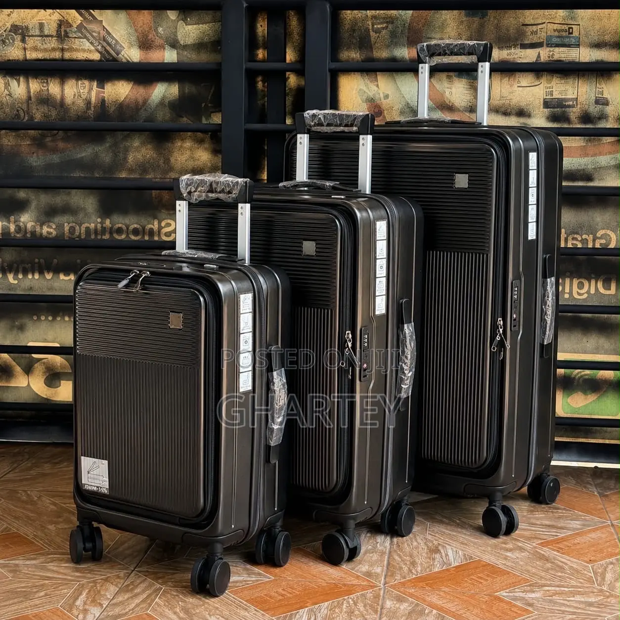 3-Piece Set Front Opening Luggage Set Light Weight Materials