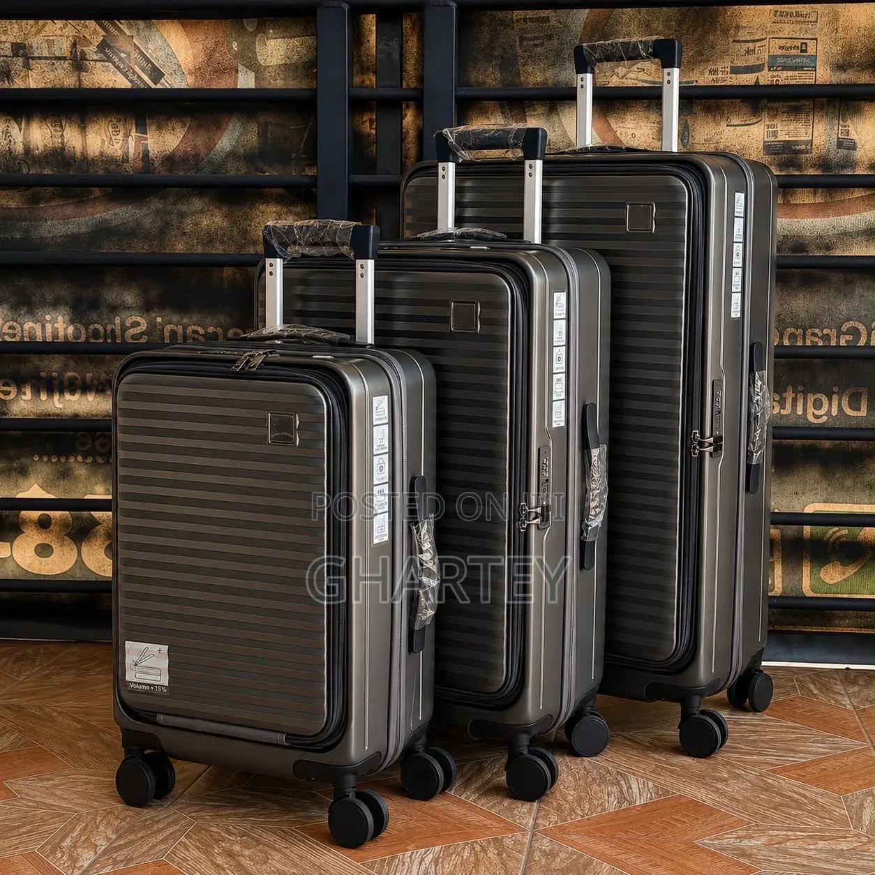 3-Piece Set Front Opening Luggage Set Light Weight Materials