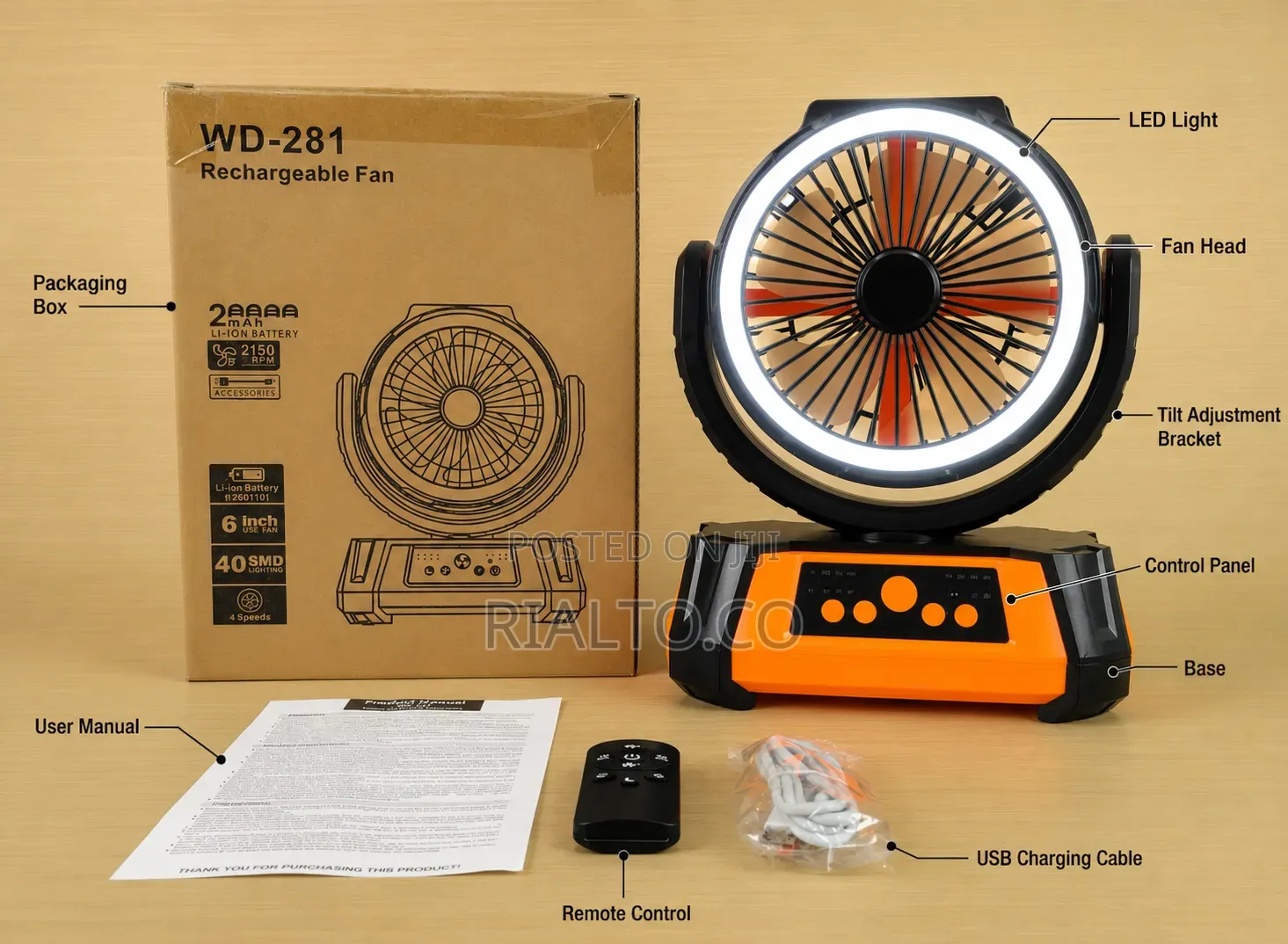 Multifunctional 16000mah Lithium Battery Rechargeable Fan