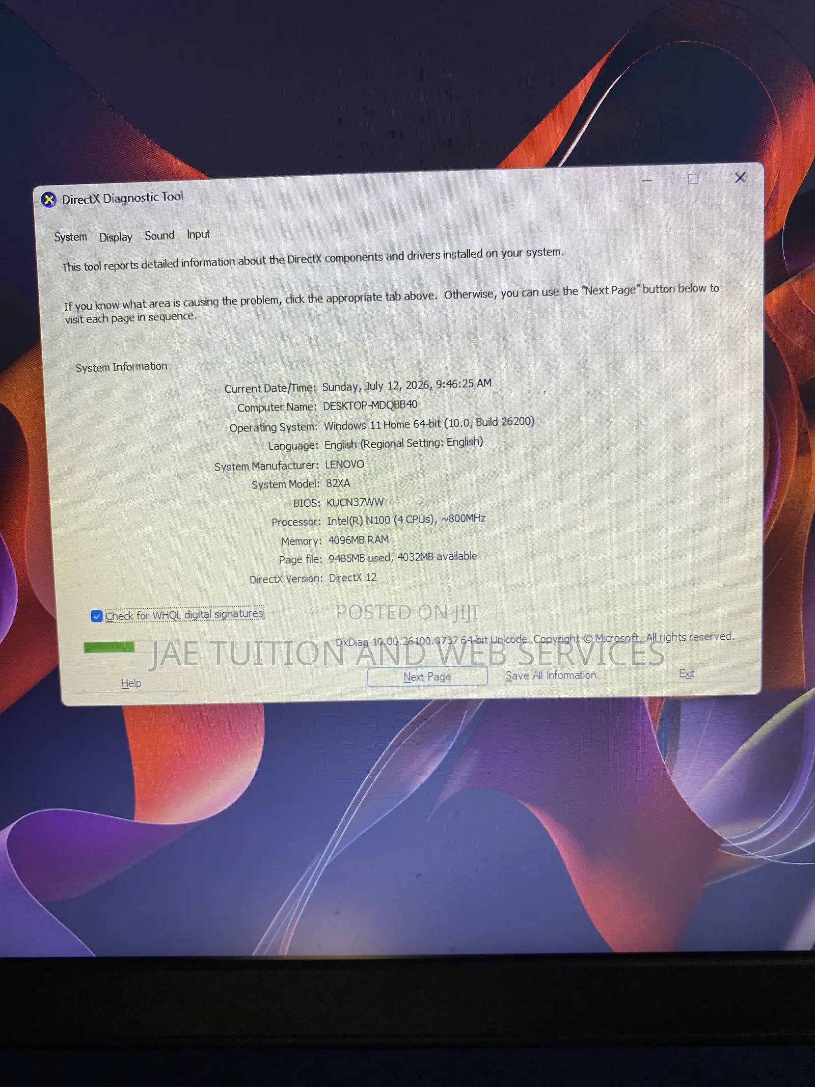 Laptop Lenovo Ideapad 3 4GB Intel SSD 128GB