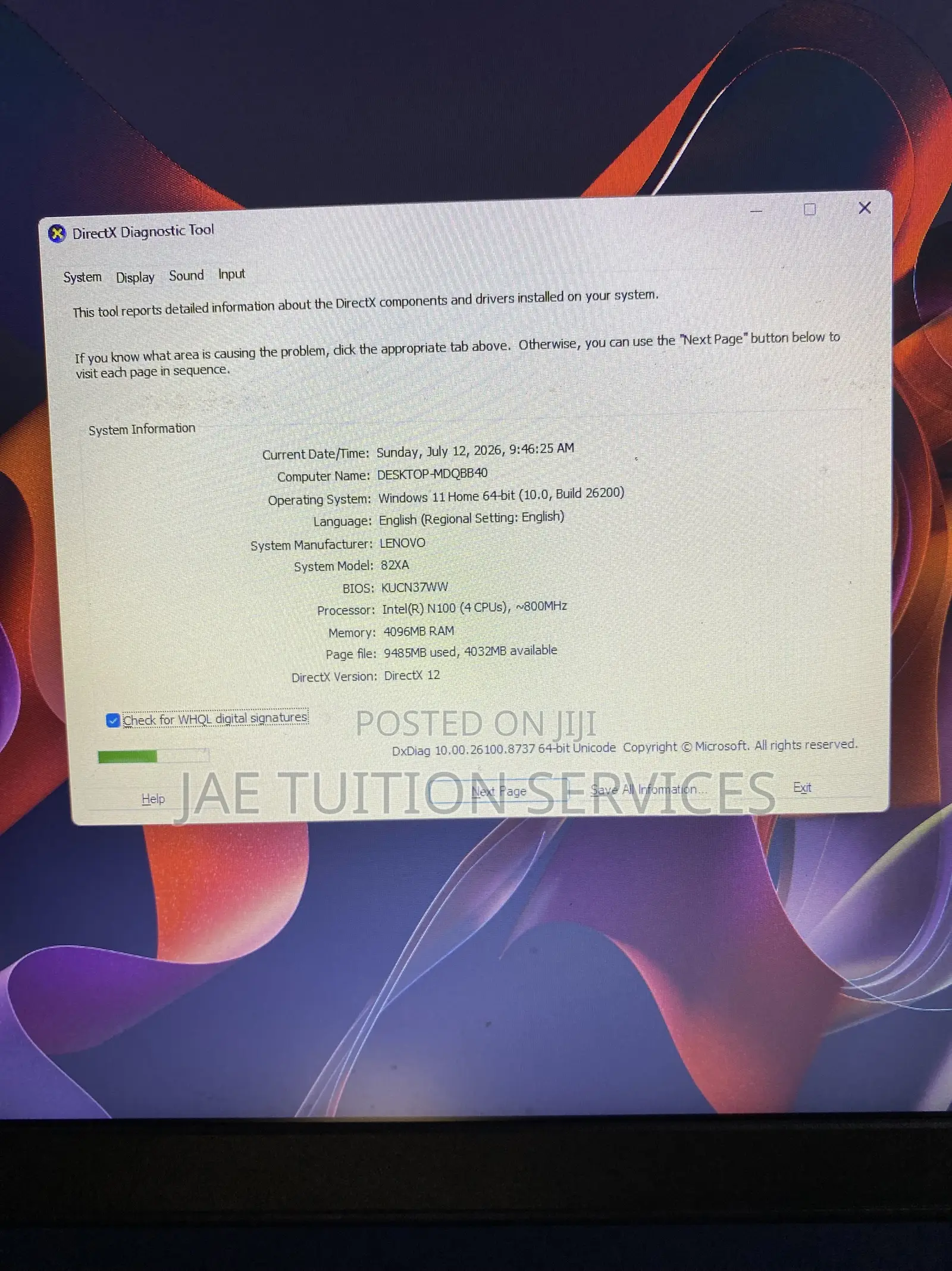 Laptop Lenovo Ideapad 3 4GB Intel SSD 128GB