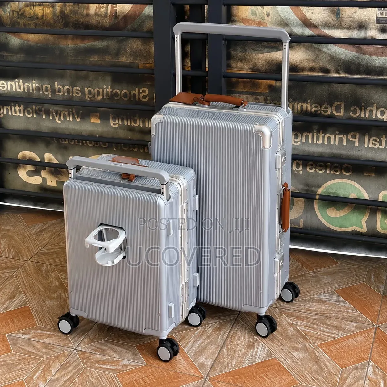 Luggage Set Features a Distinctive Aluminum Frame, Wide Pull Handles