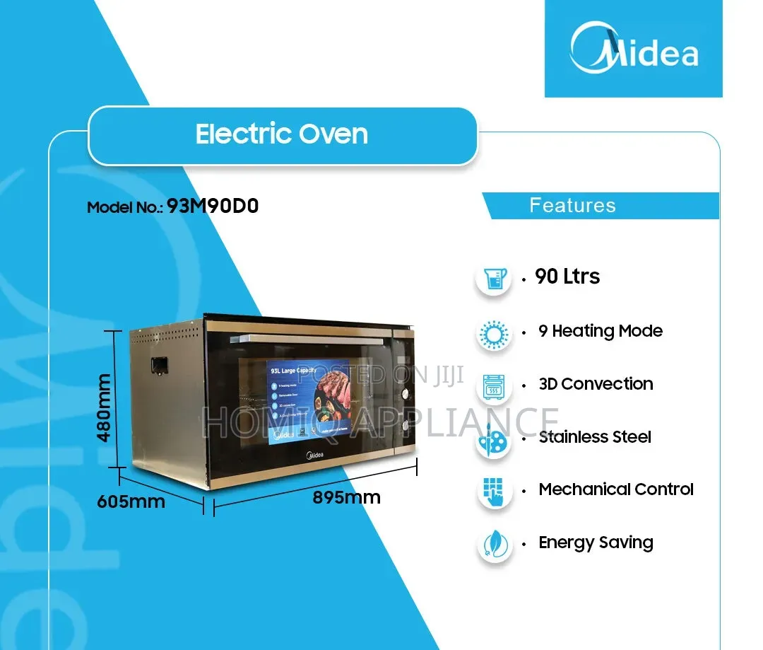 Midea 90cm Built-in Electric Oven - Stainless Steel (93m90d0)