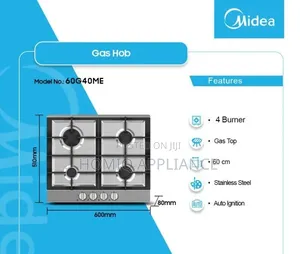 Midea 60cm Gas Hob| Stainless Steel [60g40me]