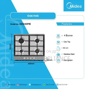 Midea 60cm Gas Hob| Stainless Steel [60g40me]
