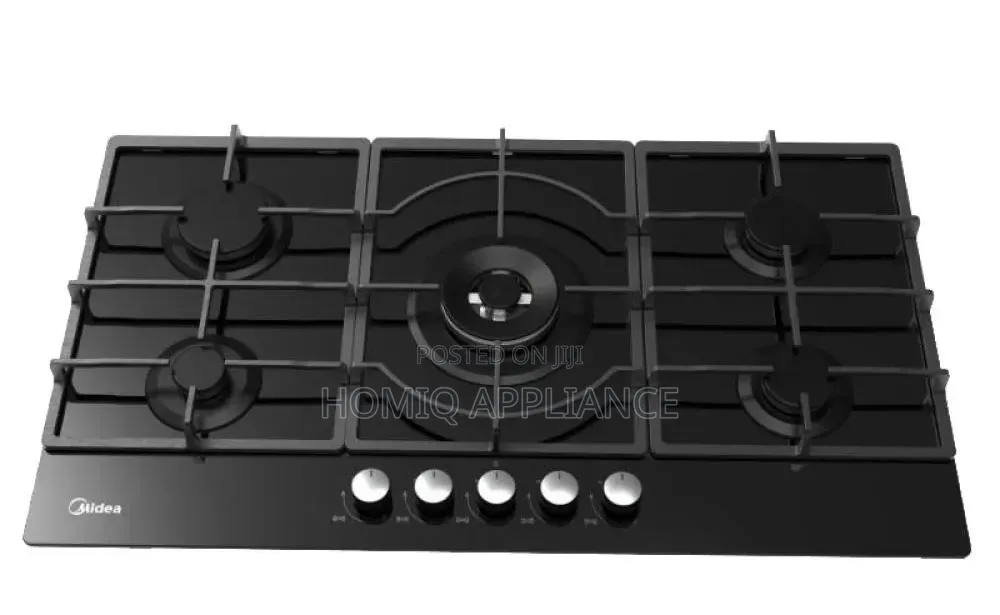 Midea 90gq095 Built-in Gas Stove, 5 Burners, 60x50 Cm - Black