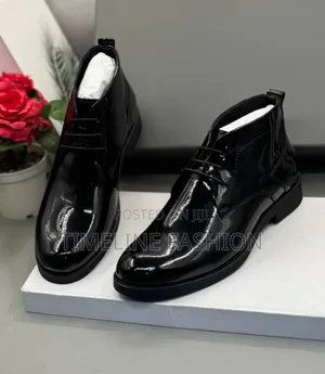 Quality Billionaire Men's Black Mirror Leather Shoes