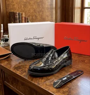Black Mirror Luxury Men's Easy Fix Shoes by Salvatore Ferragamo