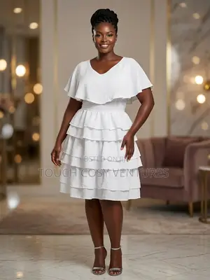 Playful White Tiered Ruffle Midi Dress (2xl/Uk 14)