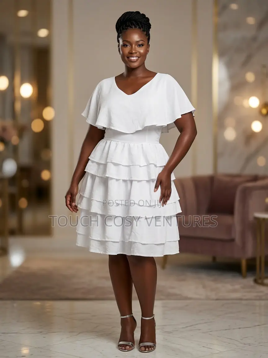 Playful White Tiered Ruffle Midi Dress (2xl/Uk 14)