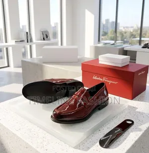 Wine Colour Luxury Men's Executive Shoes Salvatore Ferragamo Brand