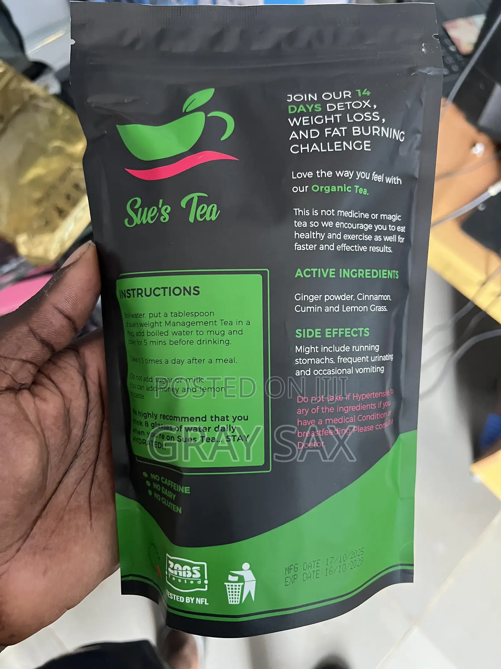 Sue’S Tea Fat Burning Tea Natural Organic