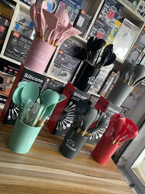 Silicone Cooking Spoon Set With Wooden Handles
