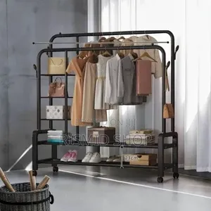 Duty Double Pole Metal Cloth Rack