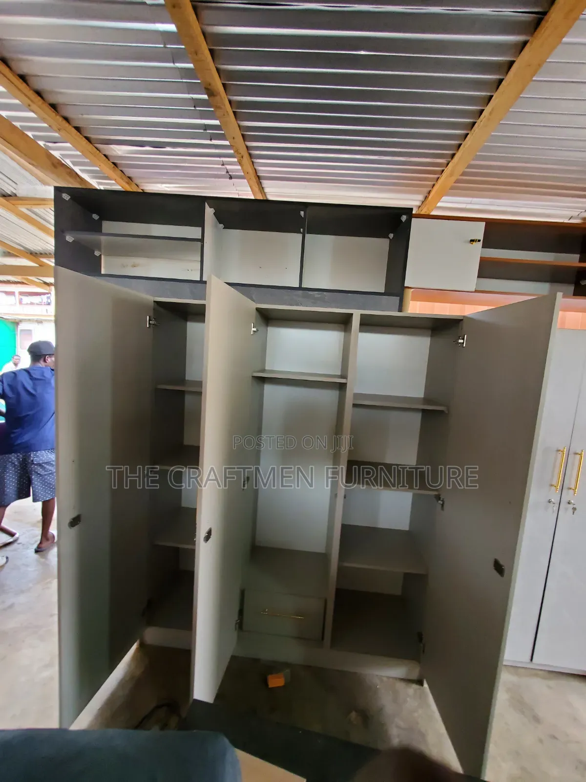 Foreign Wood Laminated 3 Doors Wardrobe.