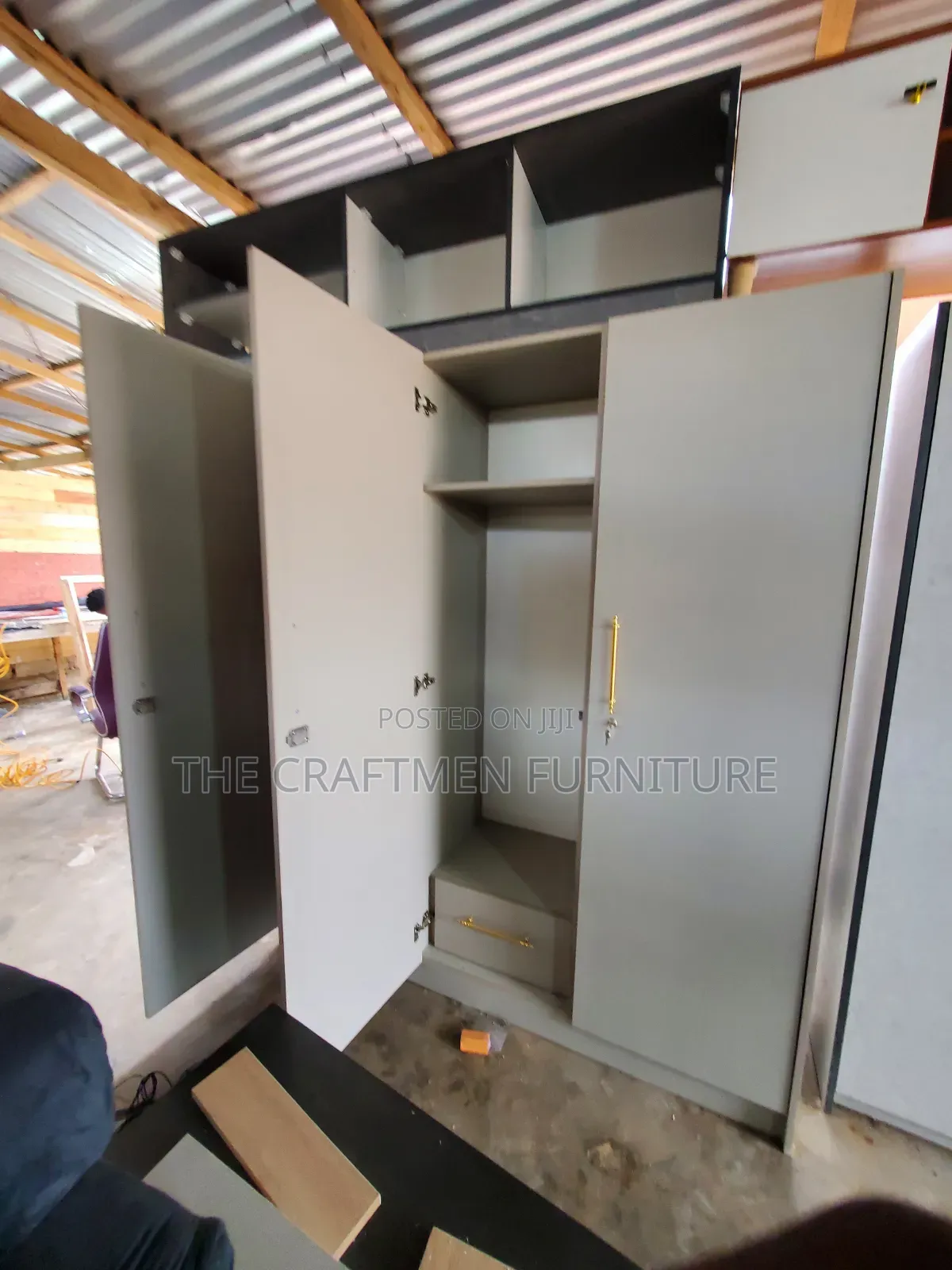 Foreign Wood Laminated 3 Doors Wardrobe.