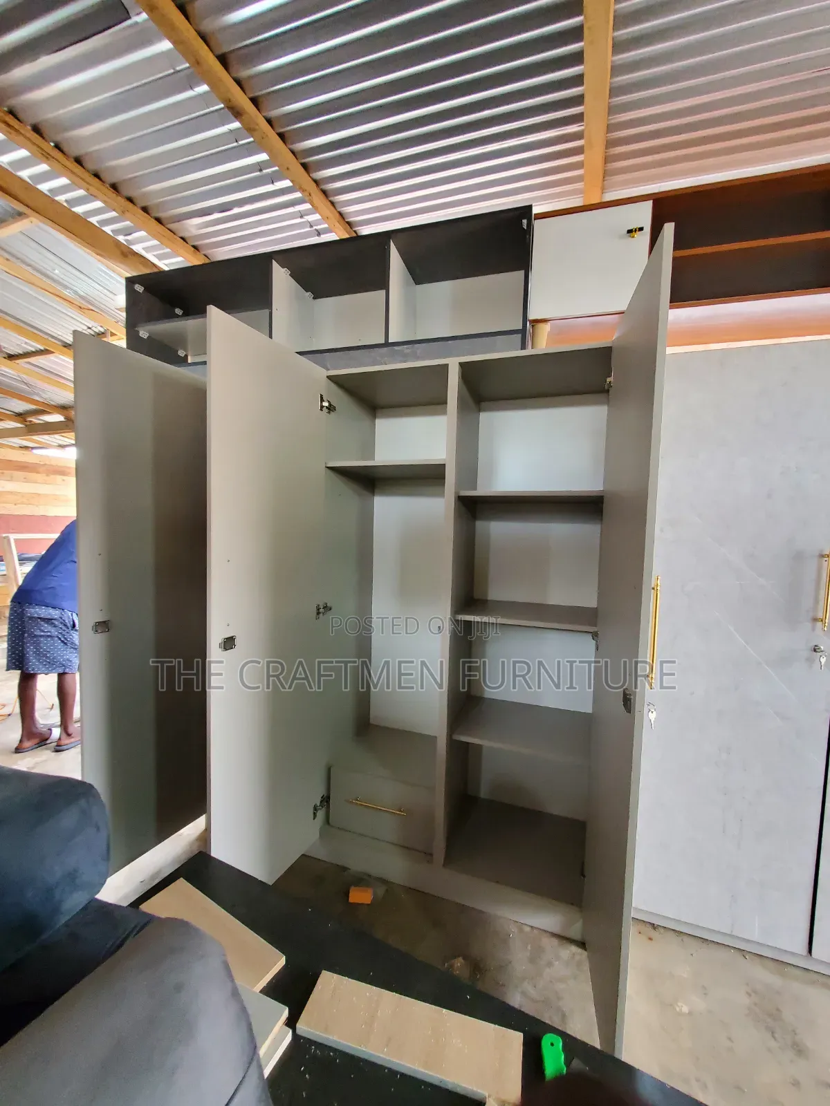Foreign Wood Laminated 3 Doors Wardrobe.