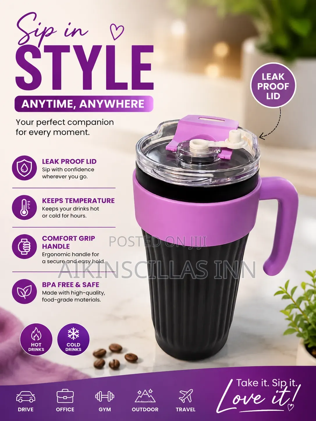 Style Insulated Cold/Hot Straw Cup