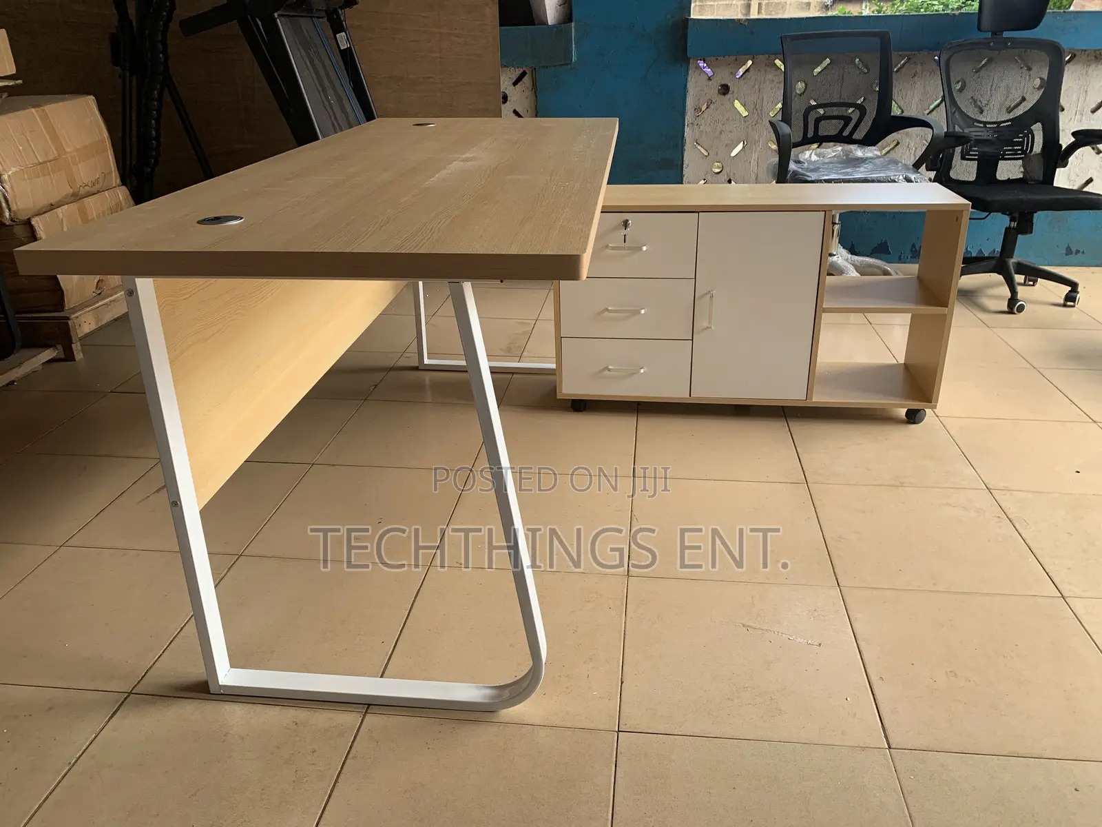 Office/ Home Desk With Cabinet Drawer and Shelf
