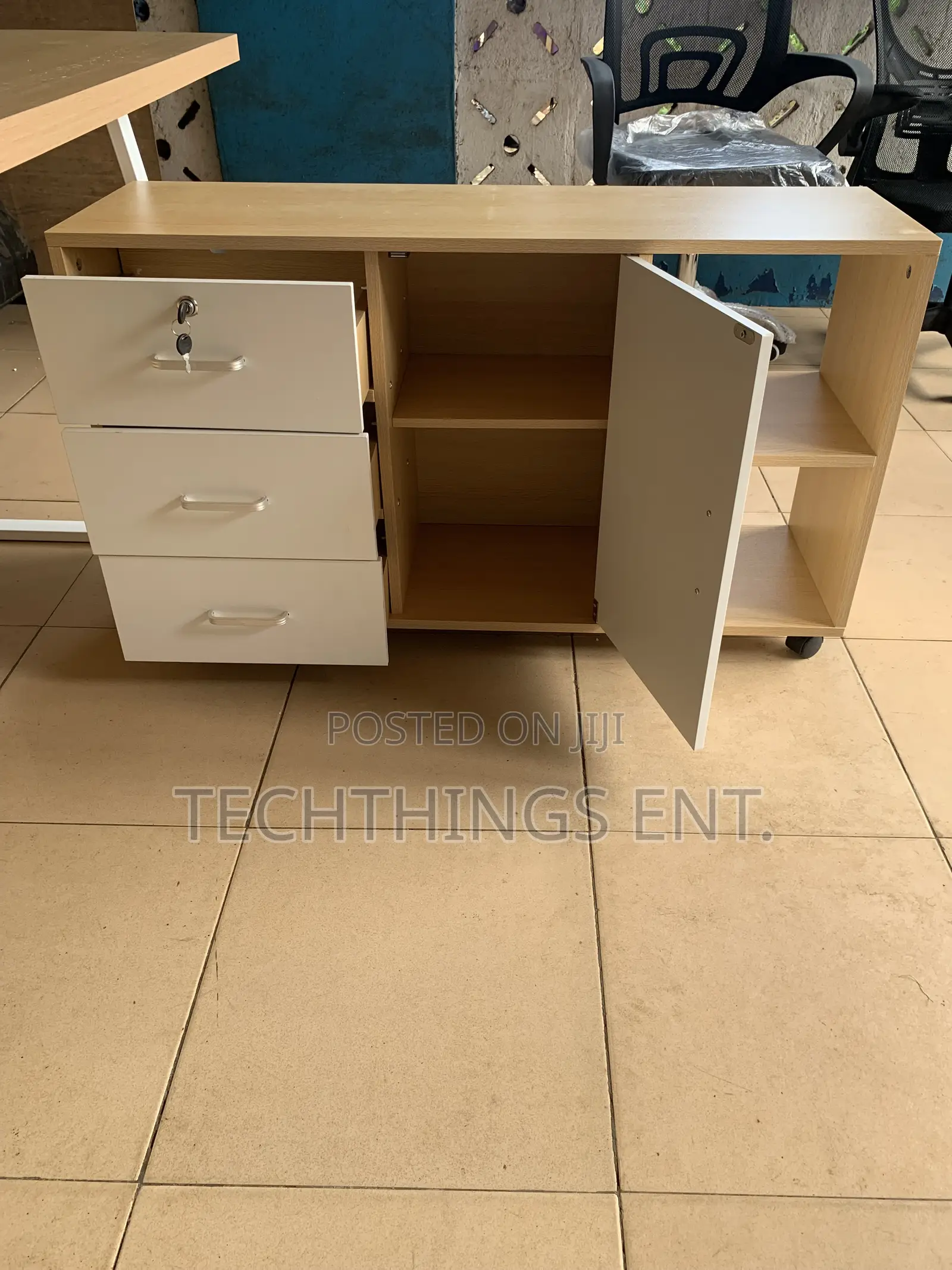 Office/ Home Desk With Cabinet Drawer and Shelf