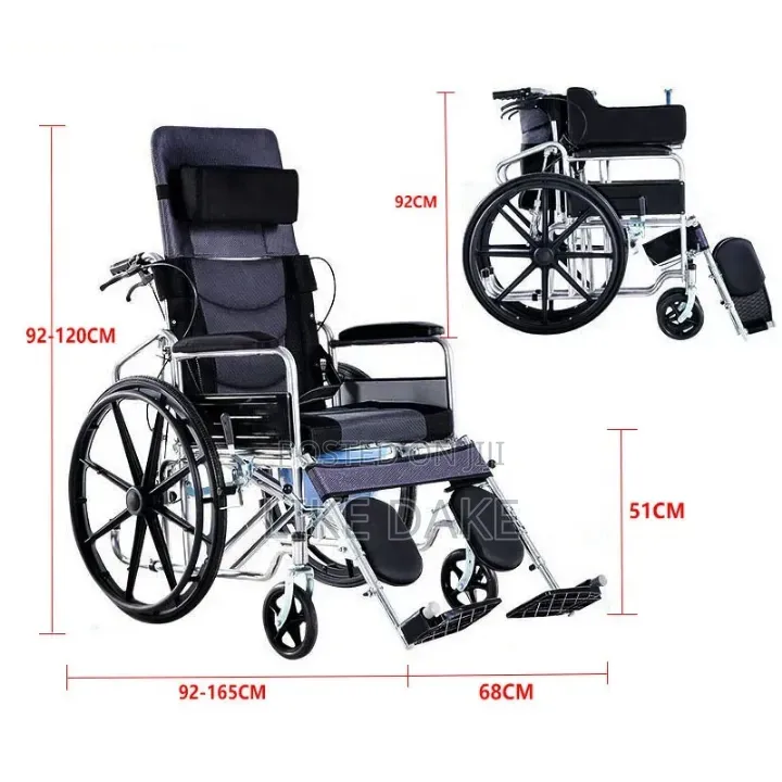 Premium Foldable Reclining Wheel Chair Adjustable With Commode