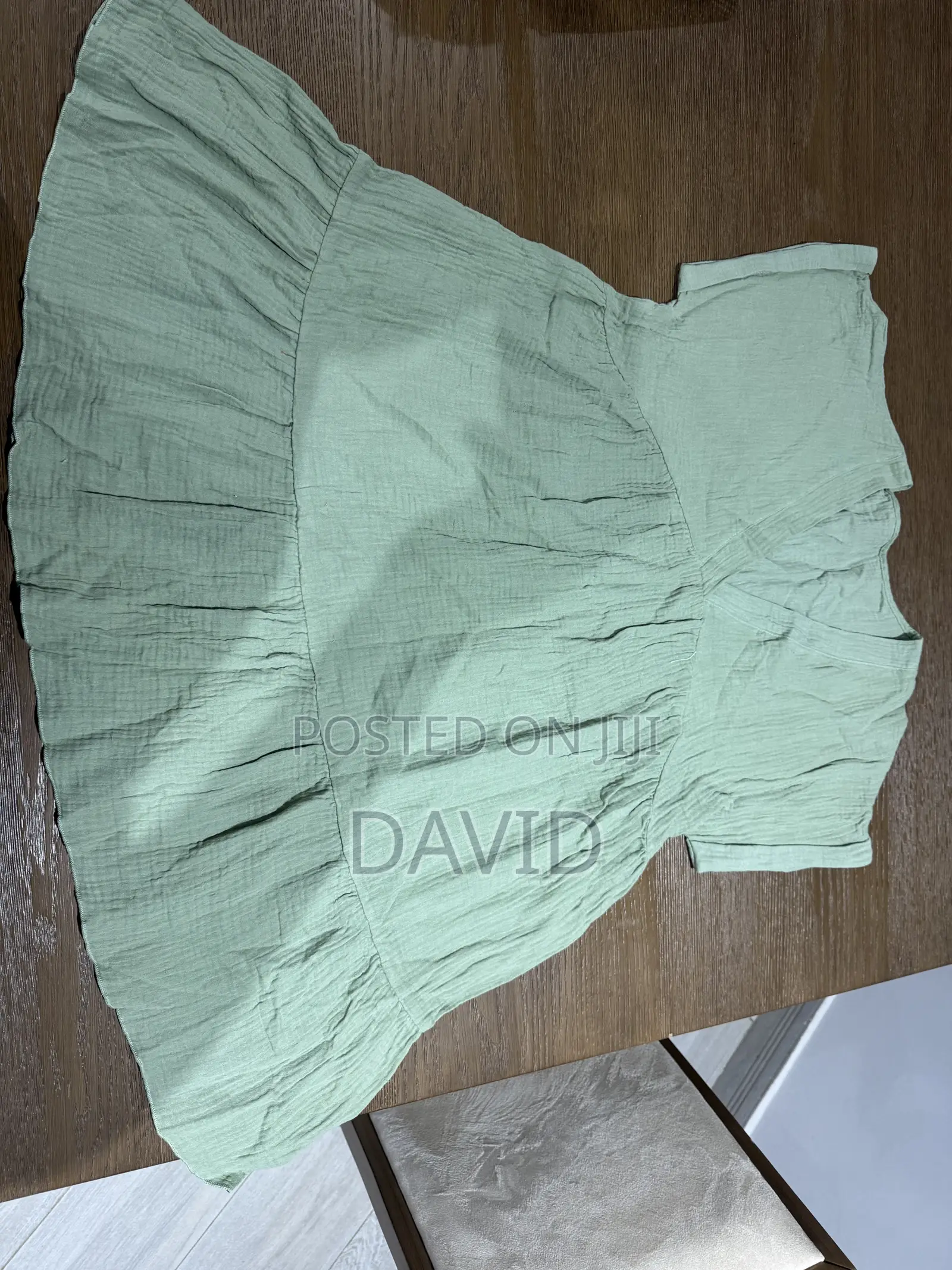 Sage Green Tiered Ruffle Short Sleeve v-Neck Mini Dress