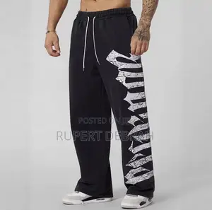 Unisex Black Graphic Print Sweatpants / Joggers - Brand New