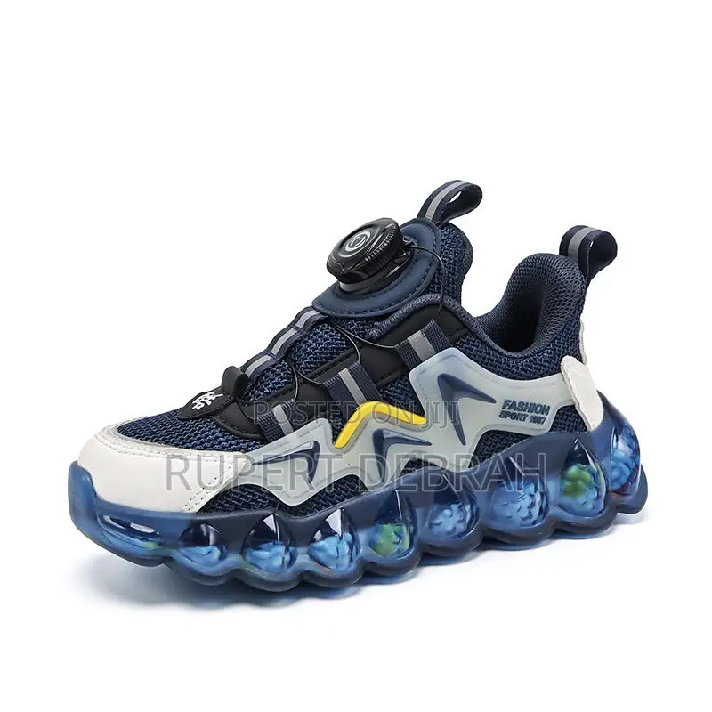 Title: Kids' Rotary Dial Athletic Sneaker - Lightweight Bubble Sle - B