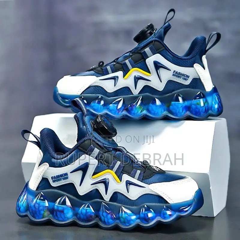 Title: Kids' Rotary Dial Athletic Sneaker - Lightweight Bubble Sle - B