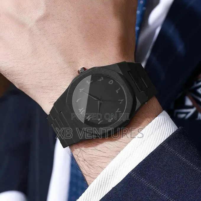 Plastic Strap Waterproof Men Watch Arabic Black