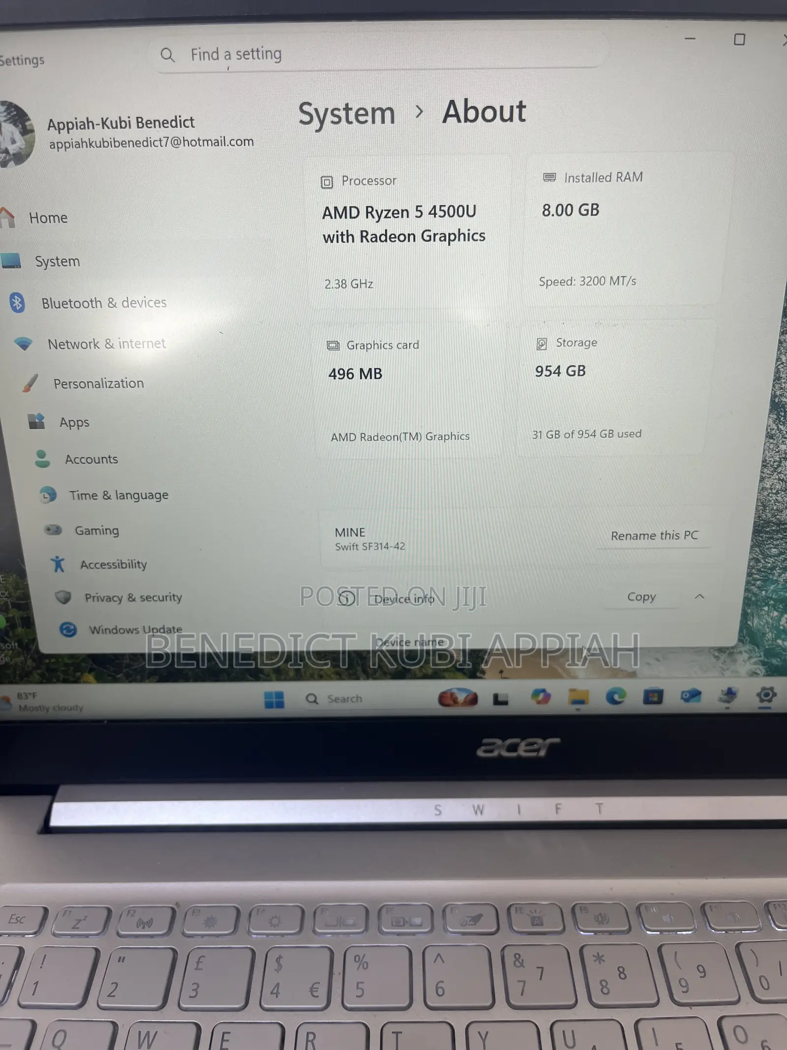 Laptop Acer Swift 3 8GB AMD Ryzen 5 SSD 1T